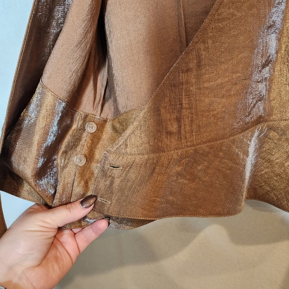 Coldwater Creek wrap shimmery Copper bronze blouse. Women's size XL - Picture 2 of 15